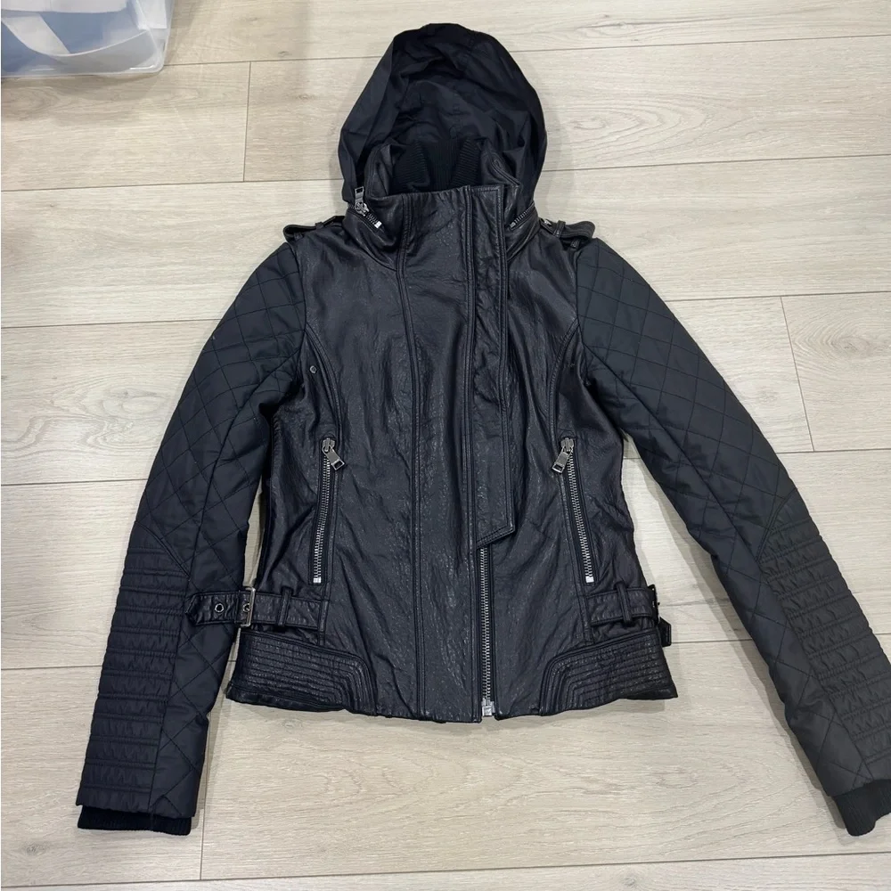 Ashley B Hooded Leather Moto Jacket - Picture 13 of 13